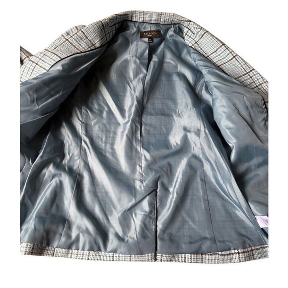 Talbots CLASSIC SHETLAND BLAZER Jacket GLEN PLAID Blue size 10 Petite Button Fro - Picture 11 of 14